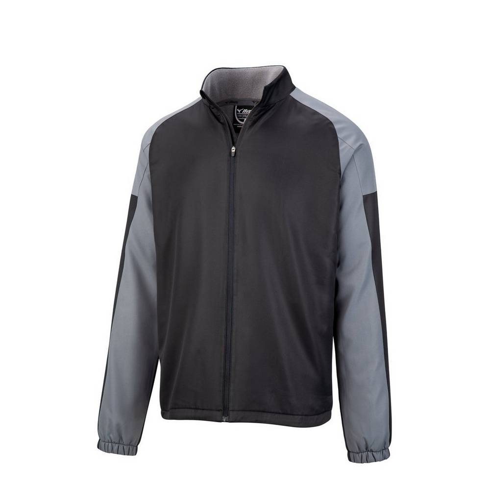 Panske Bundy Mizuno Full Zip Dugout Čierne Vypredaj FOZD72435